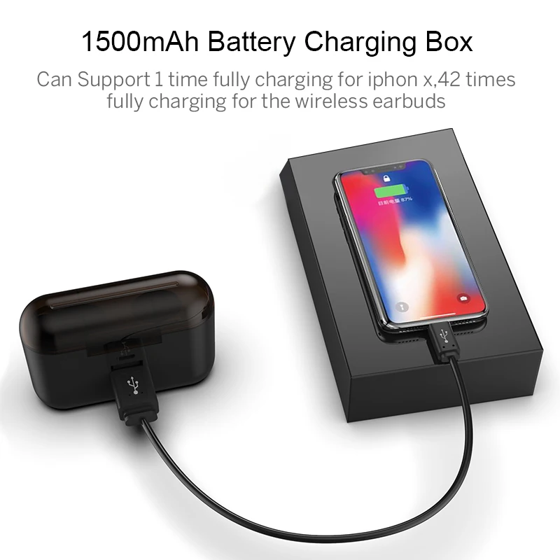 Q32 TWS Wireless Bluetooth Earphones 5 0 Stereo IPX5 Gaming Headset Wireless Headphones with charging box 1500 mAh power bank