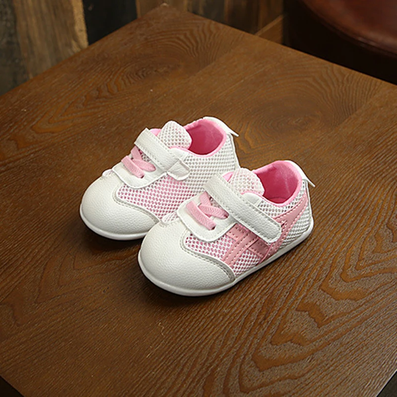

Toddler Baby First Walker Shoes Brand Soft Bottom Mesh Gingham Patchwork Pink Newborn Shoes For Baby Girl Blue Infant Boy Shoes