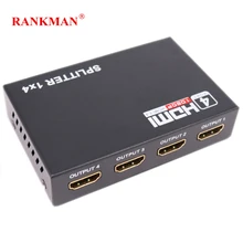 Rankman HDMI Splitter 1X4 HDMI 1 In 4 Out 4 Ports 1080P 3D Adapter Switch for DVD HDTV Laptop Monitor