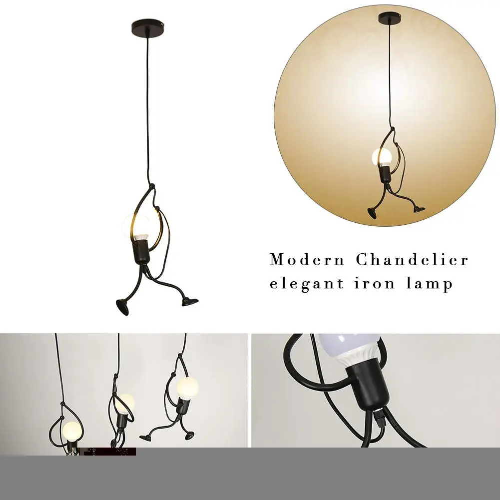 

Modern Nordic Retro Edison Bulb Light Chandelier Vintage Loft Antique Adjustable DIY Art Swing Wrought Iron Small Man chandelier