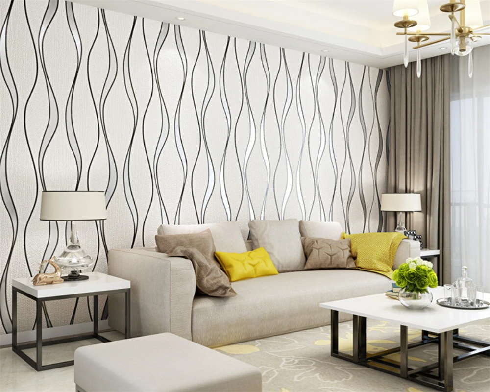 

beibehang Curve stripe TV background modern minimalist living room fashion thick non-woven bedroom papel de parede wallpaper