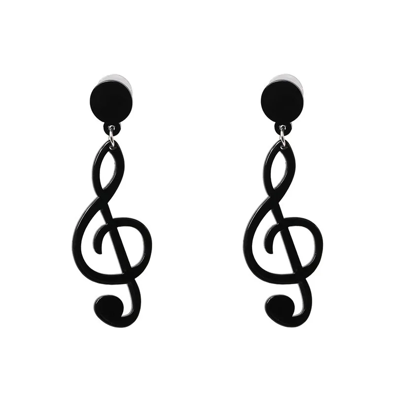 Акриловый музыкальный символ серьги Для женщин личности панк Kpop Модные Простые уха аксессуары для девочек черный ювелирные изделия