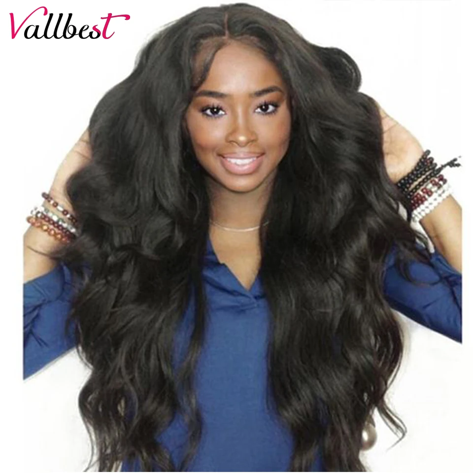 

Vallbest Brazilian Body Wave Lace Front Human Hair Wigs 150% Density 13*4 Lace Front Wigs With Baby Hair For Black Women Remy 1B