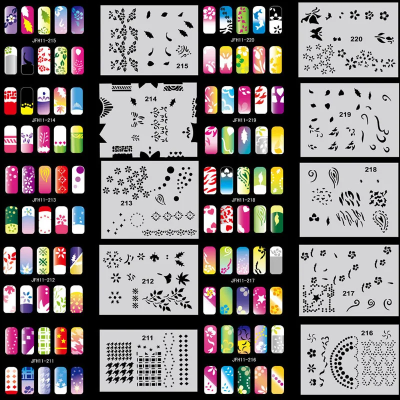 Beautiful Design Airbrush Nail Art Paint Stencil Kit Design Set MJ 009