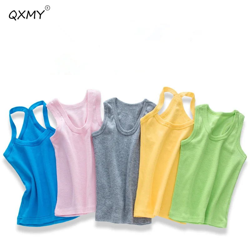 

Boys Girls t shirt children spring summer t shirts girls candy color t-shirts cotton vest top summer children clothes1-12T
