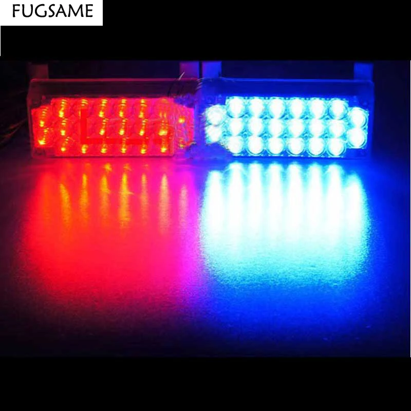

FREE SHIPPING 2*22 LED Fire Emergency Strobe Warning Lights BLUE 3 FLASHING MODE
