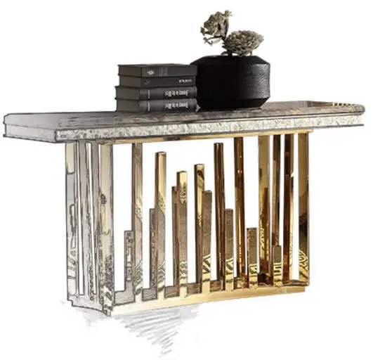 Natural marble Stainless steel Coffee Table Living Room eat edge ark minimalist modern rectangle mesas de centro table basse