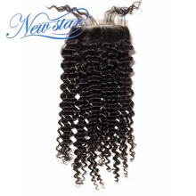 Guangzhou New Star Hair Brazilian Deep Curly Lace 4 x4 Closures Virgin Human Hair Knots Bleached