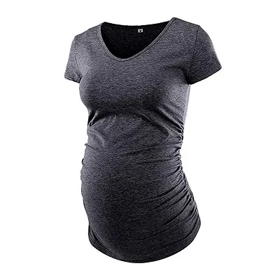 Комплект из 3 предметов, женская одежда с v-образным вырезом и коротким рукавом для кормящих мам, топы, футболки для беременных, женская одежда с рюшами сбоку, топы, футболки - Цвет: 1pcs as pic