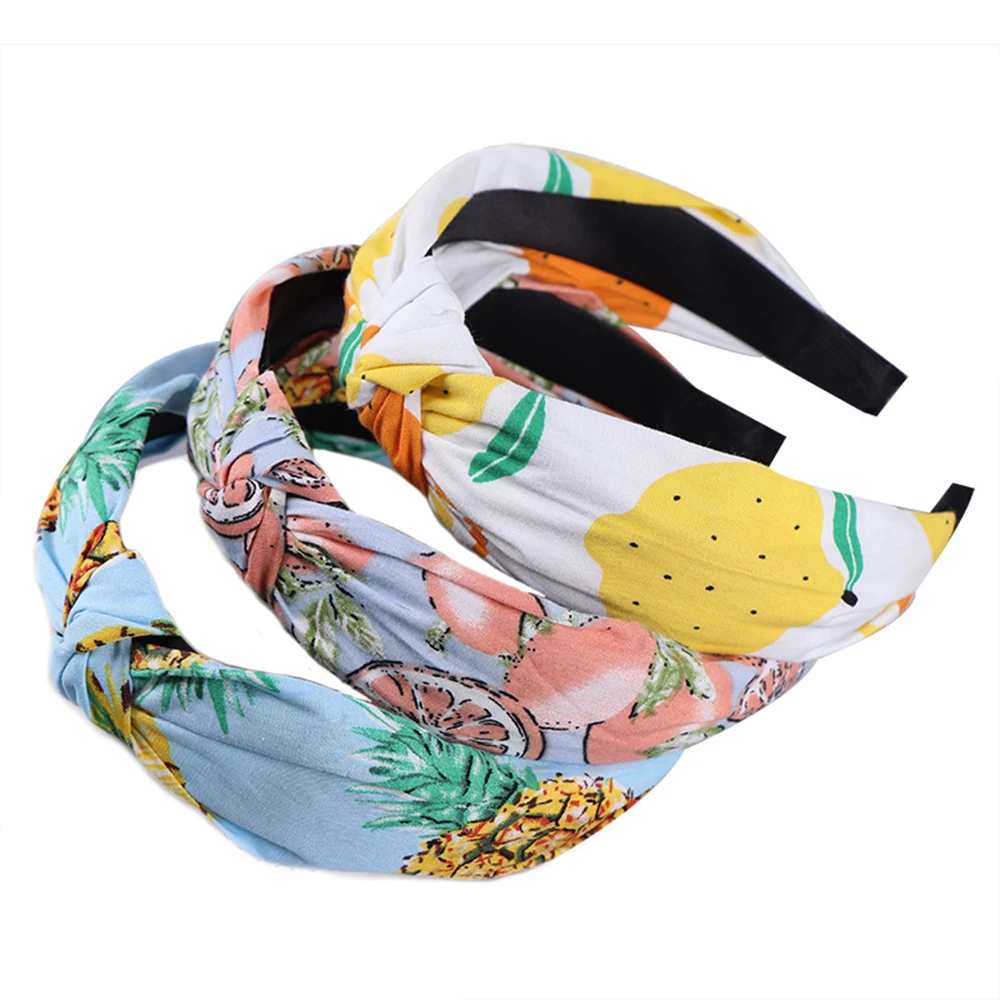 

Lovely Fruit Women Knotted Hairbands Print Ethnic Headband Turban Bandage Hair Accessories Headwear Girls Head Hoop Band