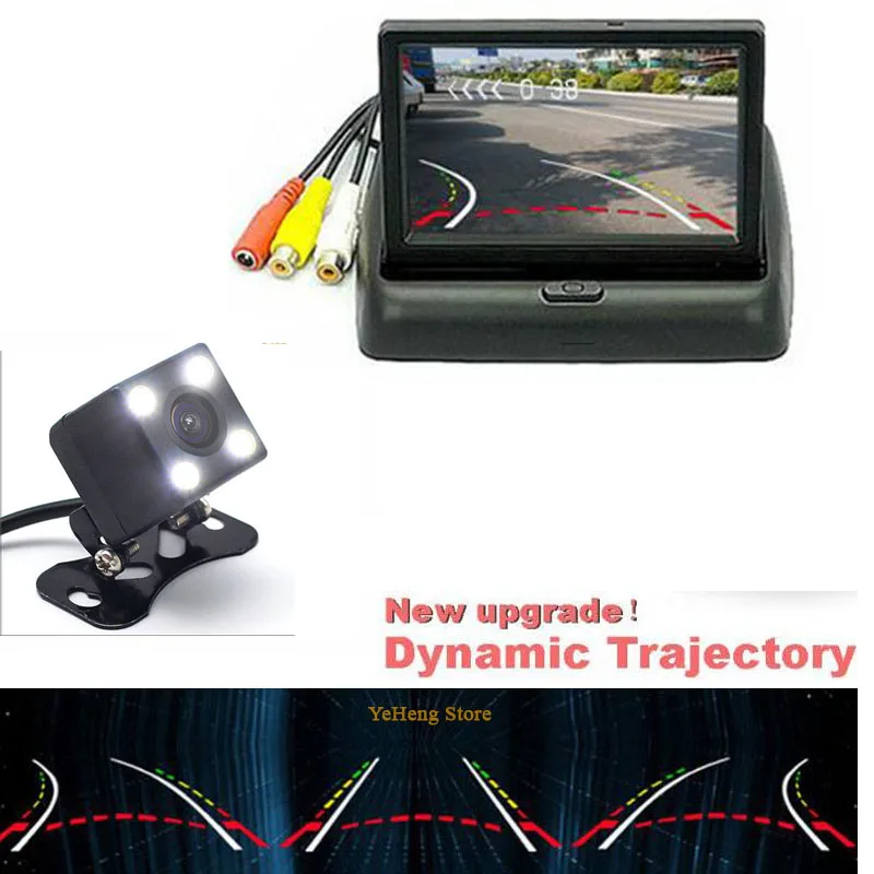 

Universal Dynamic trajectory camera Car Rear view Camera with 4.3 inch 800*4Foldable Monitor TFT LED Screen Parking Assistance