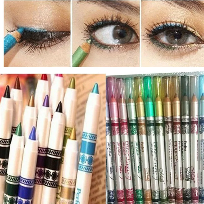 

12 Color Glitter Lip Liner New Arrival Eye Shadow Eye Pencil Pen Cosmetic Makeup Set Liner Combination