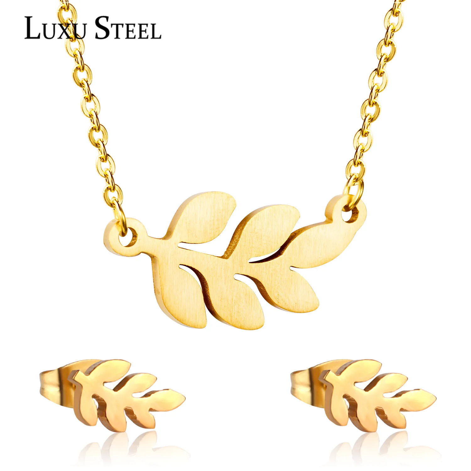 Женский комплект из ожерелья и сережек LUXUSTEEL сережки с подвесками в виде