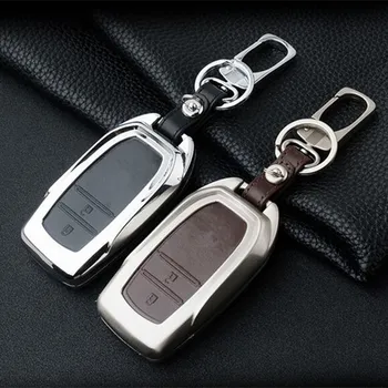 

New Arrival Car key ring for Toyota Mental & Leather Creative style Auto key cover for Toyota RAV4 Crown 2015 Highlander Key