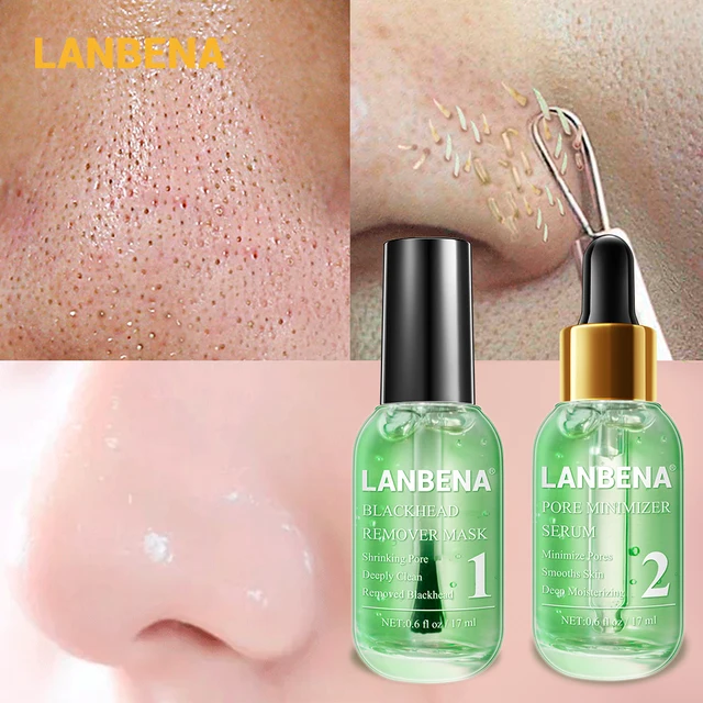 LANBENA Face Serum Blackhead Remover Deep Cleaning Shrinking Pore Acne Treatment Smoothing Firming Skin Care Essence Beauty Set