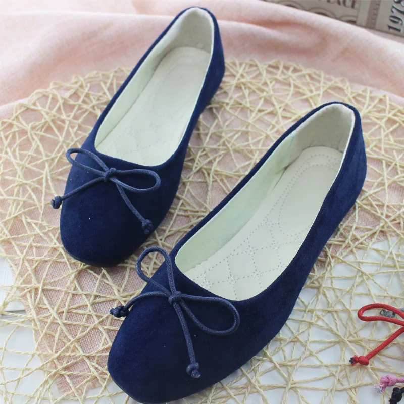 

2019 spring new bow shallow mouth square head Korean women's shoes fashion casual shoes women's large size