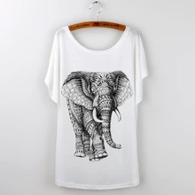 Tumblr Blusa Hot Fashion O-neck Top 2017 Harajuku Woman T-shirt Animal Elephant Women T Shirt Sleeve Tshirt Graphic Tee Femme