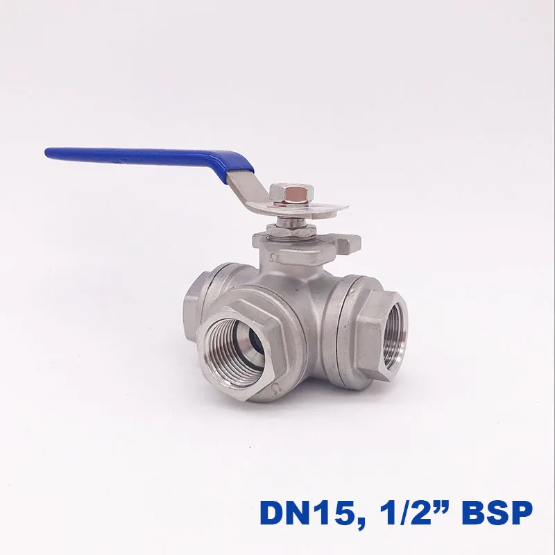 Высококачественный шаровой клапан из нержавеющей стали 1/" дюймовый BSP Женский DN15 SS304 L тип T поток 3 ходовой водяной шаровой клапан