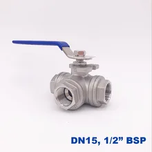 Высококачественный шаровой клапан из нержавеющей стали 1/" дюймовый BSP Женский DN15 SS304 L тип T поток 3 ходовой водяной шаровой клапан