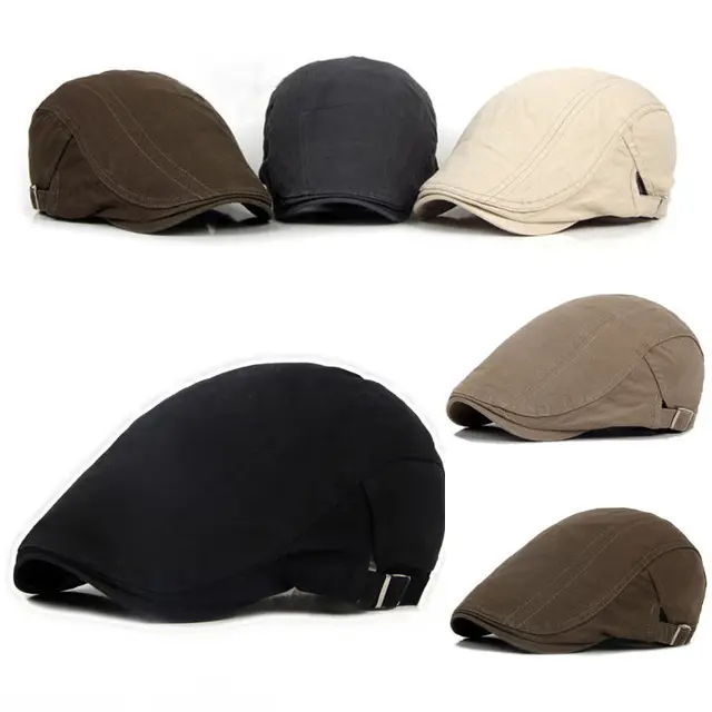 US $2.18 New Mens Hat Berets Cap Golf Driving Sun Flat Cap Fashion Cotton Berets Caps for Men Casual Peaked