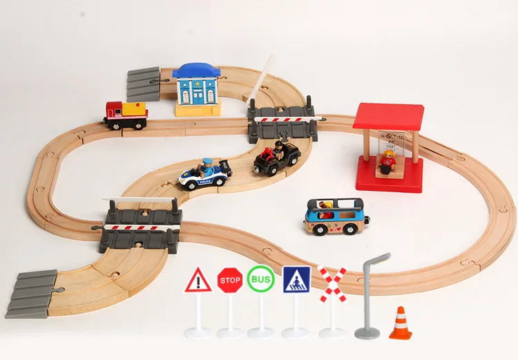 Маленький поезд магнитное соединение совместимое кольцо трек деревянный поезд трек набор детей раннего образования головоломки игрушки