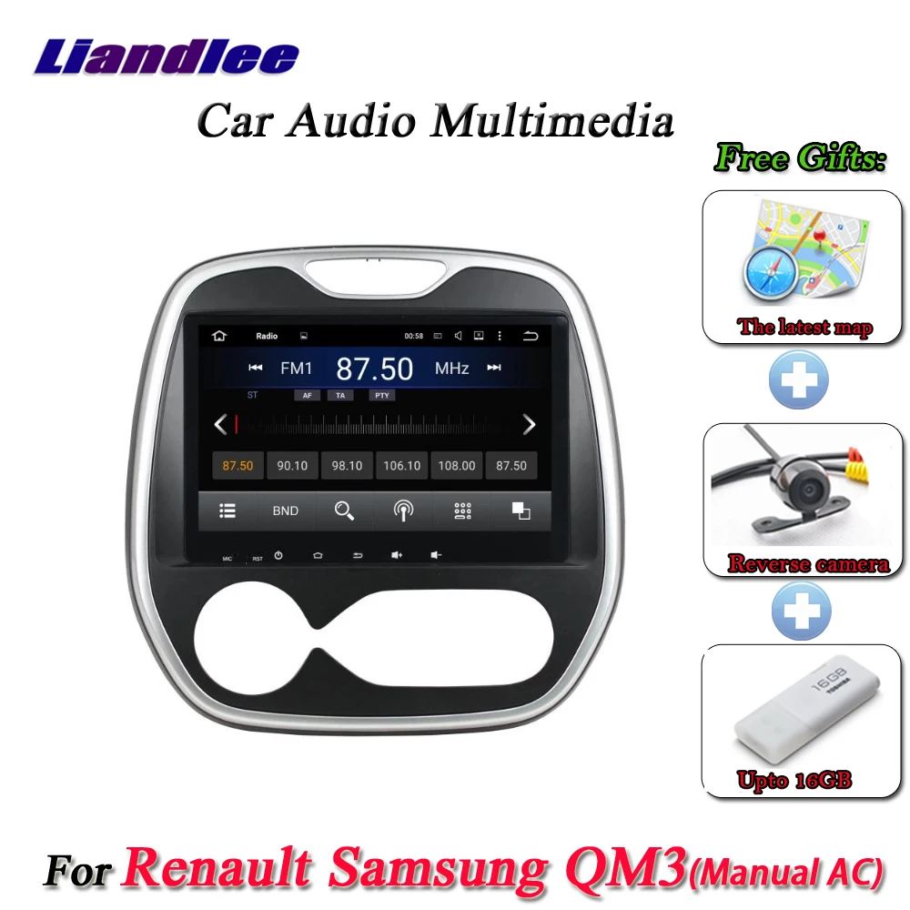 Top Liandlee Car Android System For Renault Samsung QM3 Manual AC Radio BT GPS Navi MAP Navigation Screen Multimedia NO DVD Player 2