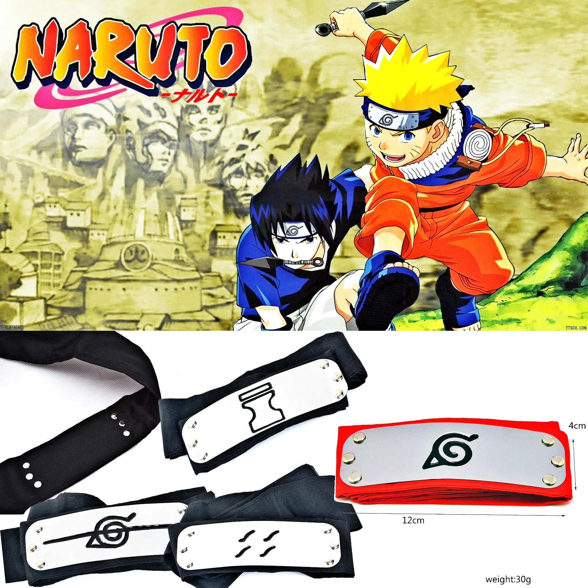 

Ninja Headband Japan Anime Naruto Cosplay Accessorie Leaf Village Kakashi Akatsuki Sasuke Gaara Kiri Kakure Headband Collection