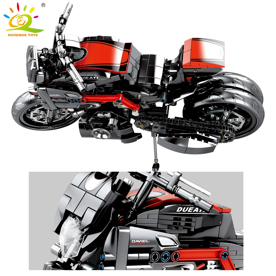 HUIQIBAO DIY Technic модель мотоцикла строительные блоки скорость города чемпионы