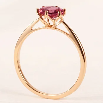 New Design Sweet Candy Circle Garnet Red Gem Rose Gold Wedding Rings For Women Thin Elegant Wedding Bands For Party Engagement