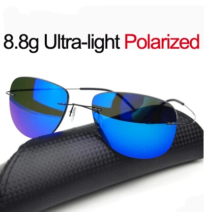 

Yellowrock Brand Ultra-light Rimless Sunglasses Color Film Memory Titanium Rack Male Polarized Sunglasses 8.8g only