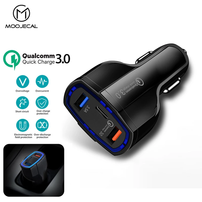 شاحن سريع QC 3.0 شاحن سيارة 5 V 3.5A USB C PD نوع C ميناء توربو سريع شاحن سيارة-شاحن المزدوج USB سيارة الهاتف المحمول شاحن