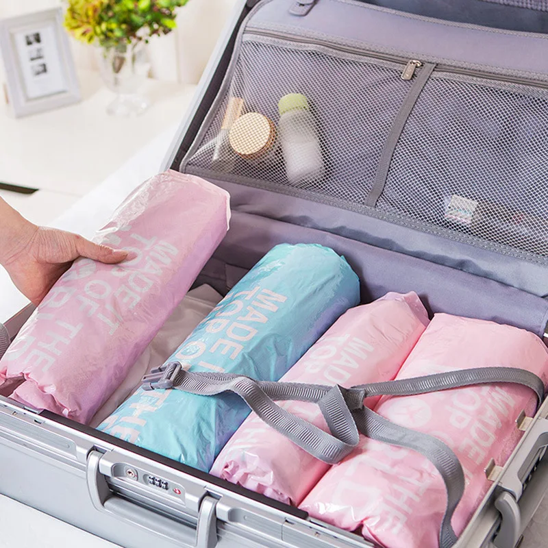 Hand Rolling Compression Vacuum Storage Bags for Clothes Plastic Vacuum Packing Sacks Travel Space Saver Bags for Luggage 2pcs