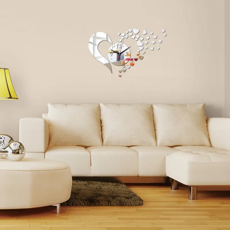 Настенные наклейки в виде сердца роскошные дизайнерские DIY Съемные 3D зеркальные