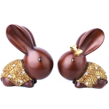

2pcs/set Cute Couple Rabbit Resin Crafts Wedding Decoration Gifts Desk Decor Valentines Gift Modern Home Decoration Accessories