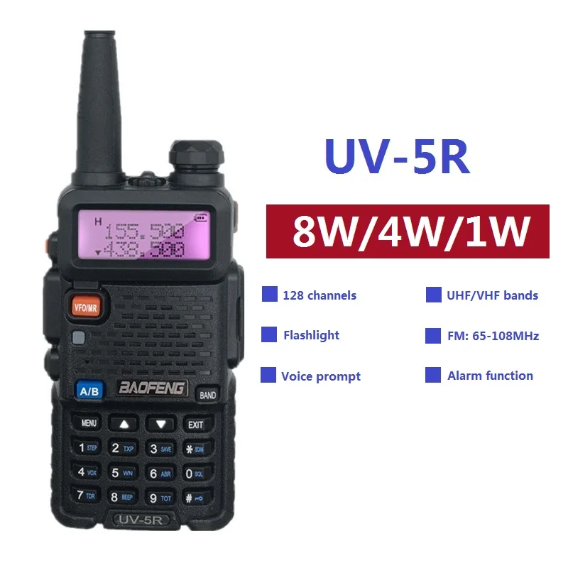 BAOFENG UV-5R 8W Walkie Talkie VHF UHF Amateur Ham CB Radio Station HF Transceiver PMR446 Hunting Radio Amador Scanner VOX UV 5R