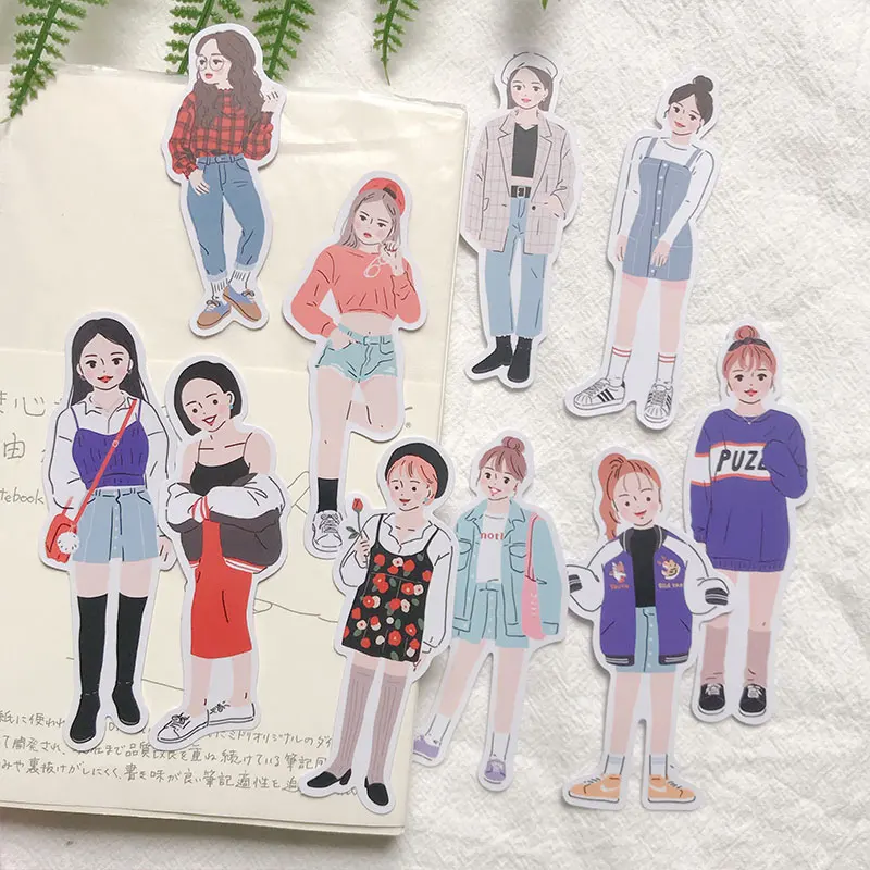 10Pcs/Pack Korean Fashion Girl Lady Letter Sticker DIY Craft Scrapbooking Album Journal Happy Planner Decorative Stickers