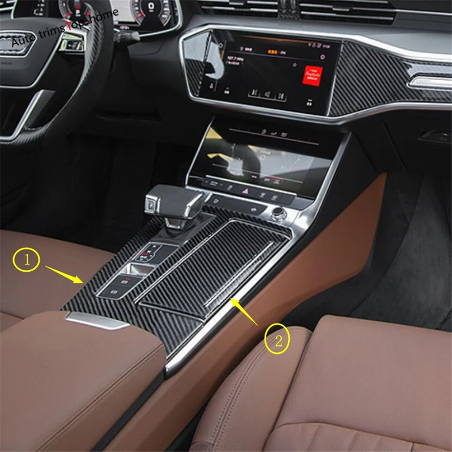 

Yimaautotrims Transmission Stalls Shift Gear Gearshift Panel Cover Trim ABS Fit For Audi A6 C8 2019 2020 Matte Carbon Fiber Look