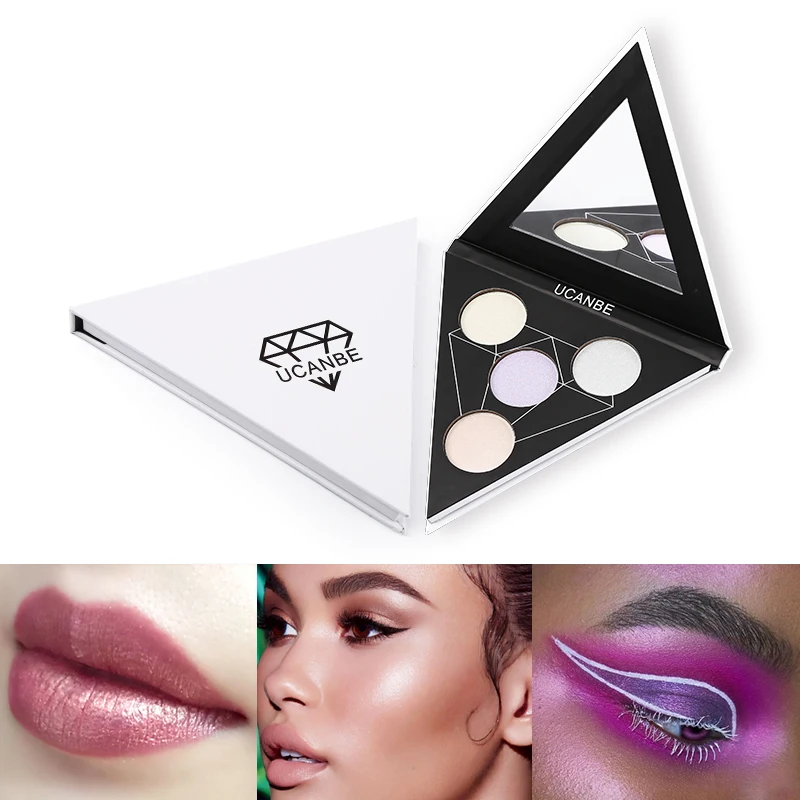 

UCANBE Brand Triangle Shimmer Highlighter Powder Brightening Eye Lip Face Makeup Mermaid Illuminator Glow Kit Contour Palette