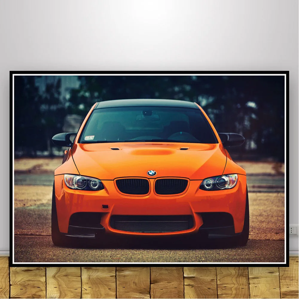 Горячая BMW M3 E30 серии Super красный гоночный автомобиль Ретро плакат и печатная графика стены Картина на холсте картины Современный для дома Декор комнаты - Цвет: Черный