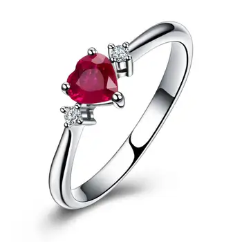 

GVBORI Ruby + 18k White Gold Fashion Heart Ring Classic and Elegant Women Ring Special Gift For Wife