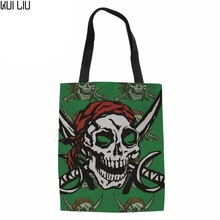 Женская сумка Carribean с принтом большая сумка для покупок женские крутые холщовые сумки с черепом сумка для женщин пляжный пакет Многоразовые