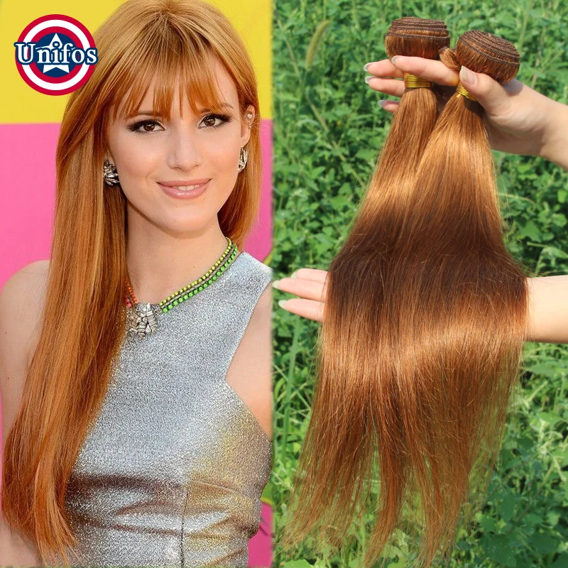 

Brazilian Virgin Hair Straight Auburn Human Hair Weave Bundles 2pcs lot Light Auburn Colour 30# 100g Hair Extensions 12-24 inch