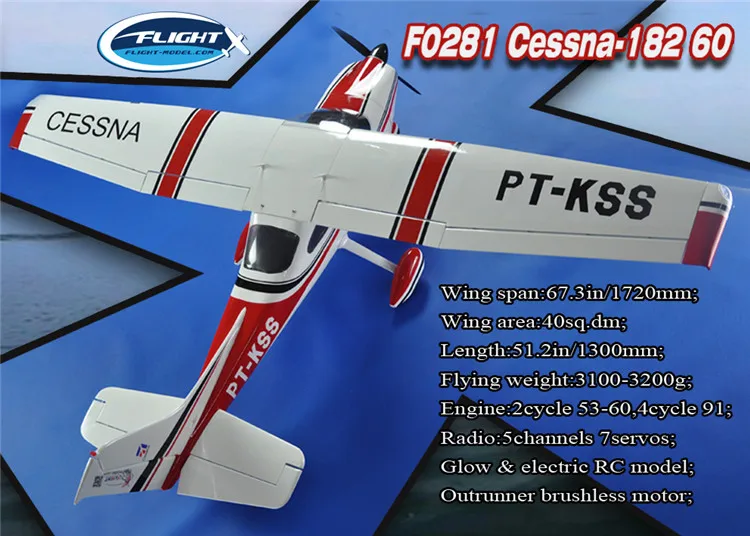 Cessna-182 Cessna 60 Класс красный нитро и электрический фиксированное крыло RC модель самолета