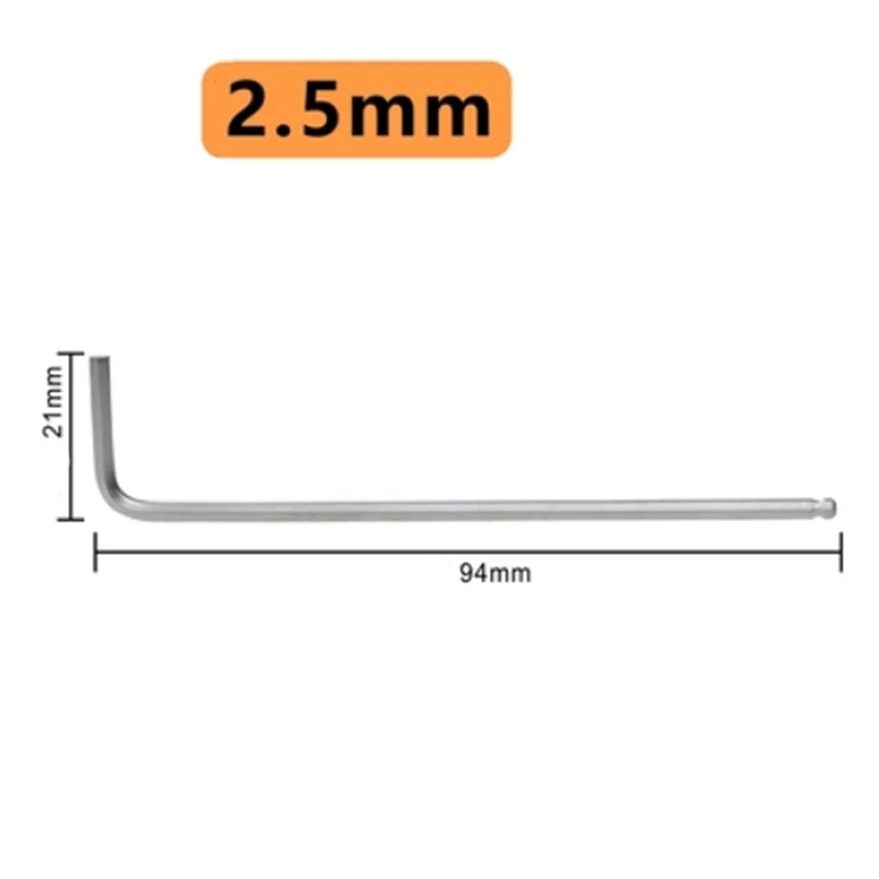 1 шт. 1,5 мм-22 мм шаровой конец шестигранный динамометрический ключ с двойной головкой l-образный шаровой головкой шестигранный ключ для ремонта автомобилей многофункциональный ручной инструмент - Цвет: 2.5mm x 2pcs
