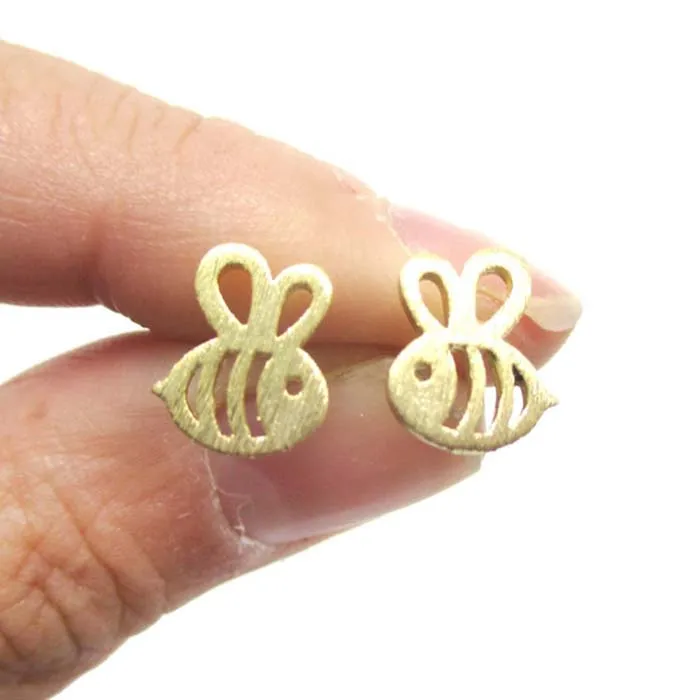 

1pair Gold Silver ADORABLE BUMBLE BEE INSECT SHAPED STUD EARRINGS ANIMAL JEWELRY For Women Girl Gift Stud Earrings