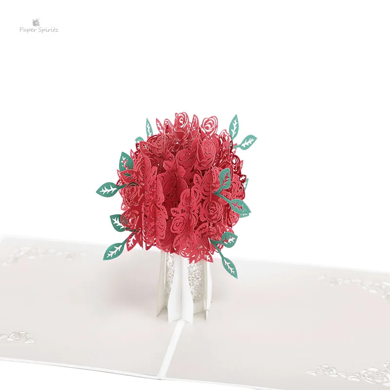  3D Pop up Flower Wedding Invitation Greeting Gift Thank You Cards Blank Postcards Birthday Handmade - 32815832399