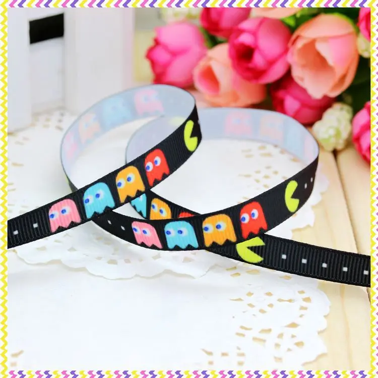 

3/8'' Free shipping game printed grosgrain ribbon headwear hair bow diy party decoration wholesale OEM 9mm B728