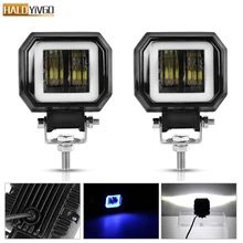 2 Pcs 3inch 20W LED Work Lights Portable Spotlights Angel Eyes Driving Pods Offroad Car Boat LED Bar Light Motorcycle ATV 6500K