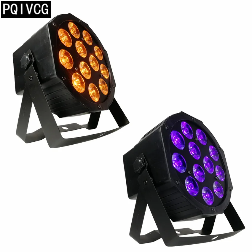 

2pcs/12x12W 6in1 led Par lights rgbwa+uv 6in1 flat par led dmx512 disco lights professional stage dj equipment