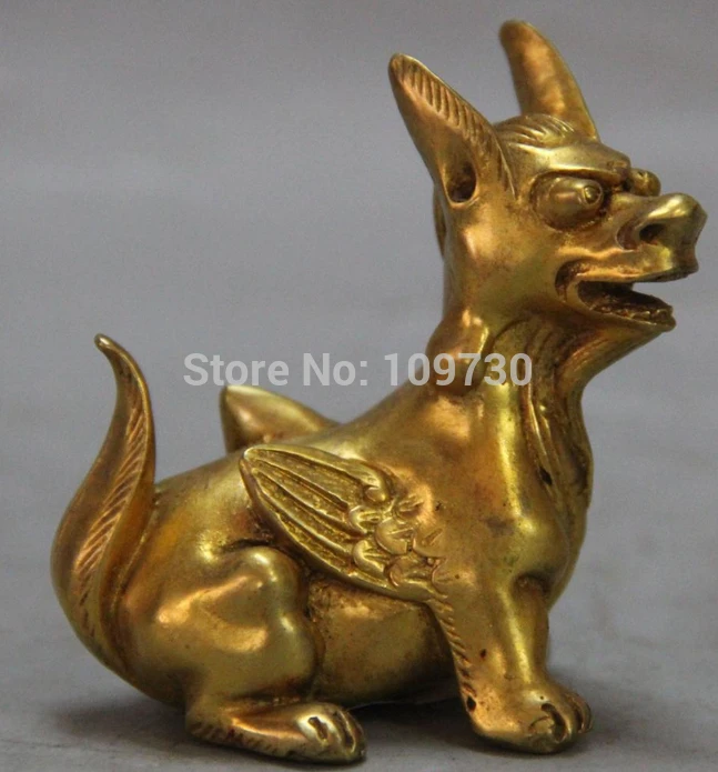 bir 002310 3" Chinese Purple Bronze 24K Gold Wild animal Wolf Dog Statue Figures (C0324) | Дом и сад
